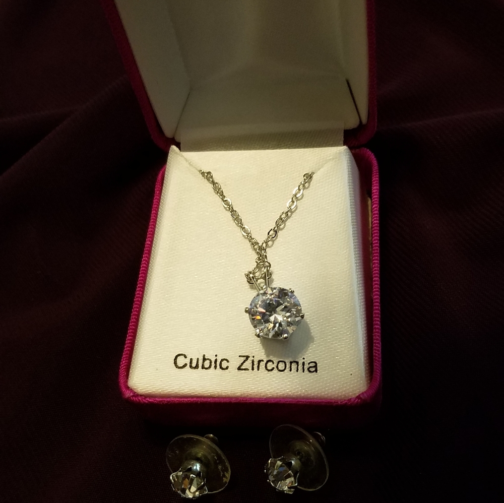 Cubic zirconia necklace and earrings